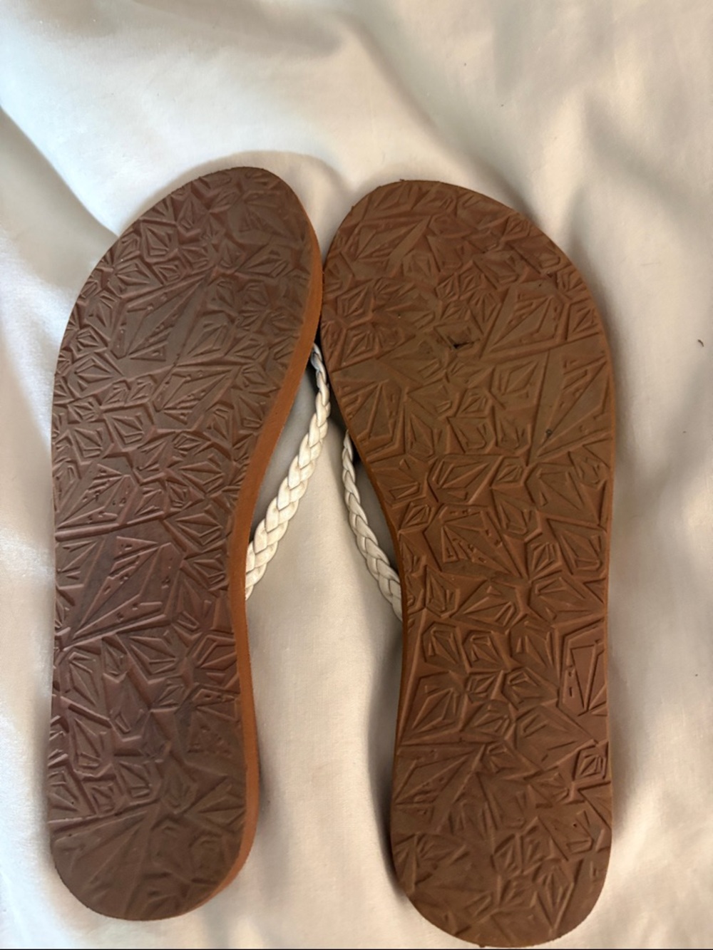 Volcom Women's Brown Sandal with Cream Braided Straps - Picture 2 of 4